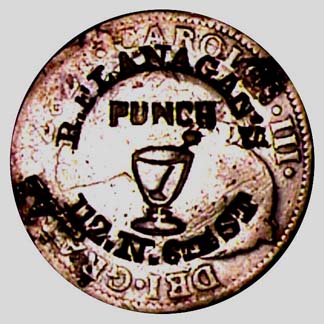 Flanagan Stamped Coin (courtesy AAA Historical Americana - World Exonumia)