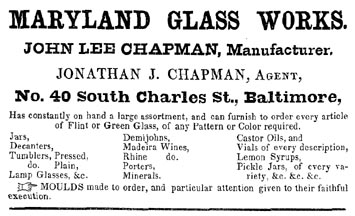 1853 Ad Maryland Glass Works